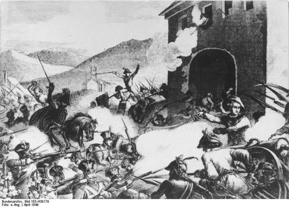 Die badischen Republikaner verteidigen Freiburg gegen südwestdeutsche Truppen (24. April 1848)